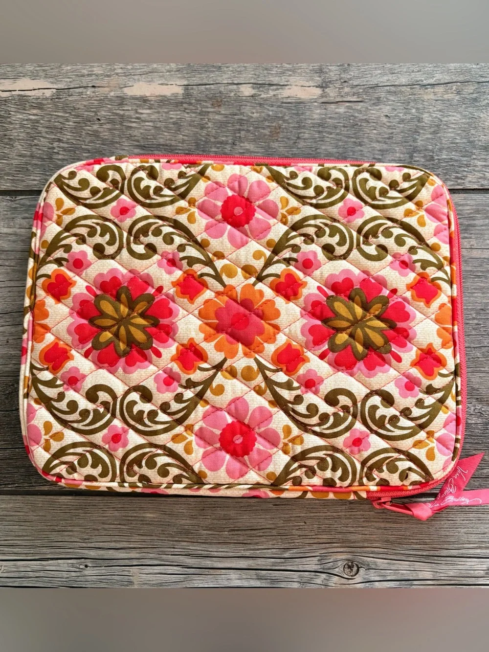 NWT Vera Bradley Folkloric Quilted Tablet Sleeve - Pink & Orange